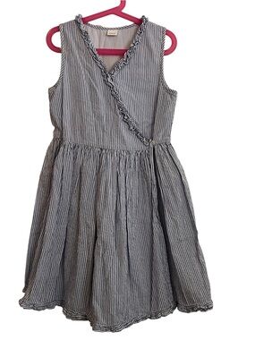 Next Blue & White Striped Sleeveless Wrap Dress